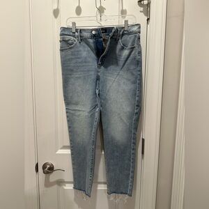 Express Women’s Light Wash Skinny Jeans With Raw Hem